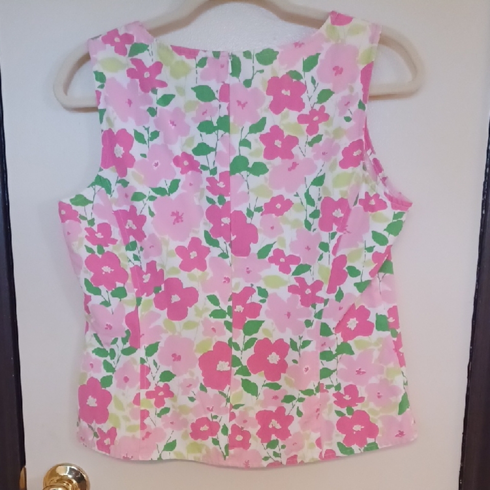 Liz Claiborne Pink and Green Floral Tank Top - Picture 2 of 6